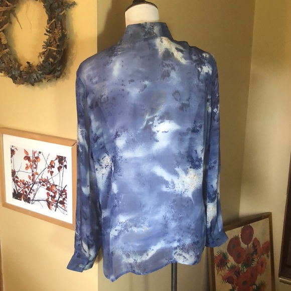 TESS size XL Cloudscape Button 100% Silk Button-front Ethereal Heavenly $109 NEW - Picture 5 of 12